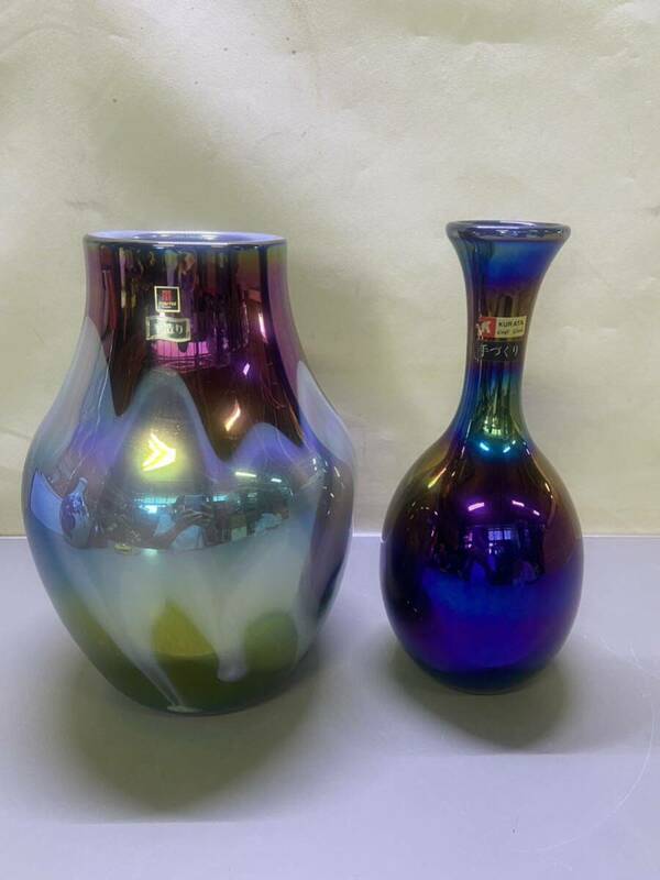 マルティクラス　KURATA 手造り　フラワーベース 花瓶 花入 GLASS 2点まとめ　発送サイズ100