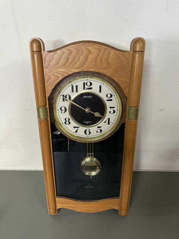 SEIKO アンティーク 掛け時計 振り子時計 昭和レトロ 柱時計 クオーツ 発送サイズ100