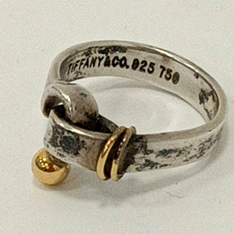 #1334 Tiffany & Co. ティファニー リング フック＆アイ 指輪 SILVER 925 750 K18 銀 金 アクセサリー 11号 レディース