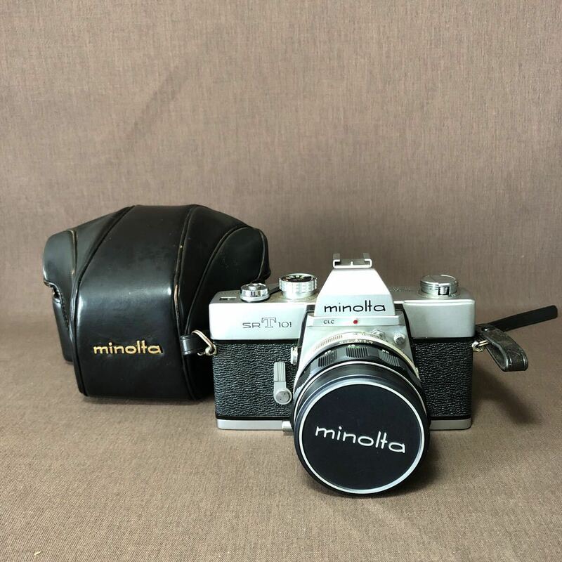 VE929 【現状品】フィルムカメラ　ミノルタ　Minolta SRT 101 MC ROKKOR-PF 1:1.4 f=58mm ケース付き