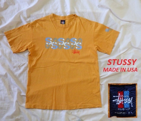 USA製STUSSYステューシーTシャツM★赤青タグ90'sオールド