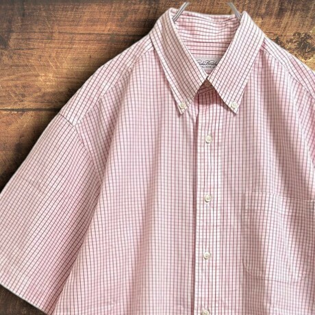 TC688ね＠ Brooks Brothers ボタンダウン ギンガムチェックシャツ 半袖 XLサイズ相当　 0.4