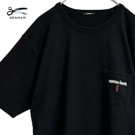 TC681ね＠ DENHAM ポケットTシャツ 半袖 メンズ Mサイズ ブラック 黒　 0.4