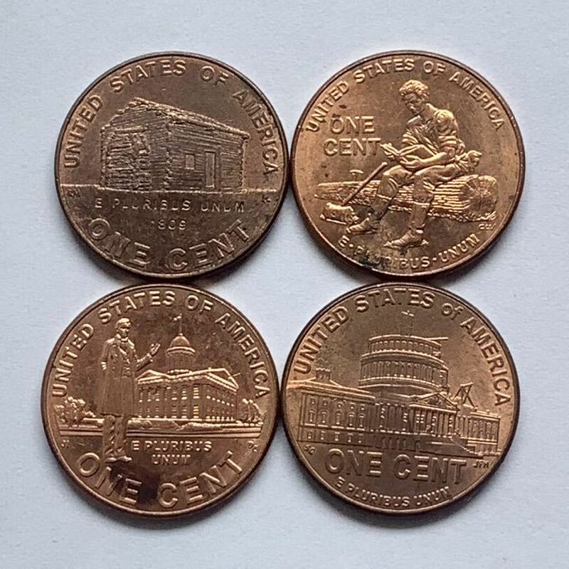 【希少品セール】アメリカ 1セント硬貨 リンカーン記念デザイン 2009年 ミントマークD 各1枚ずつ 4枚まとめて