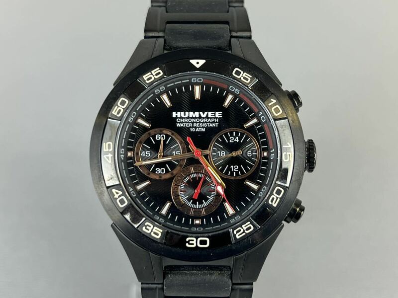 E19KF6 稼働品 HUMVEE ハンヴィー クロノグラフ 腕時計 H-2012 メンズ 