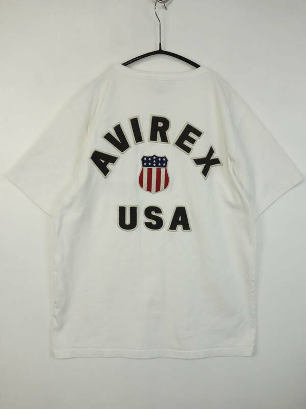 C205/AVIREX/アヴィレックス/半袖Tシャツ/クルーネック/ロゴ/バックプリント/メンズ/Lサイズ