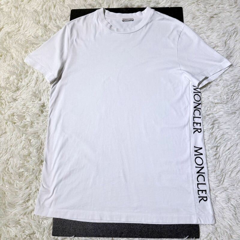 希少!XLサイズ/MONCLER モンクレール マグリア Tシャツ サイドロゴ 刺繍 クルーネック 半袖 19ss エンブロイダリー メンズ 大きいサイズ 白