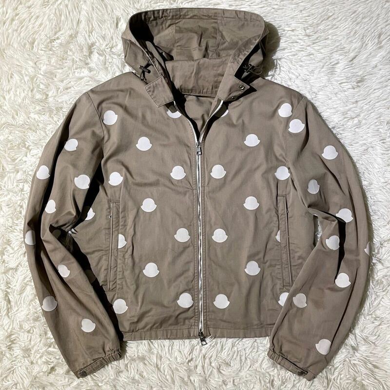 L相当★MONCLER モンクレール JEHAN ジェハン ジップ ブルゾン ジップアップ パーカー ミリタリー 水玉 ロゴ ワッペン ベージュ メンズ 3