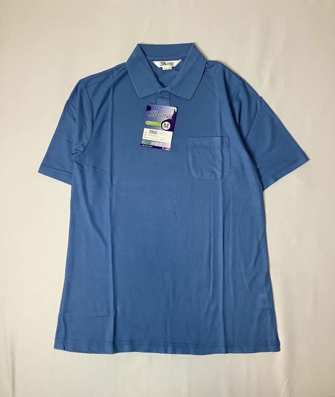 (未使用) SA-ONE // 形態安定 吸汗・速乾 半袖 ストレッチ ドライ ポロシャツ (ブルー系) サイズ M