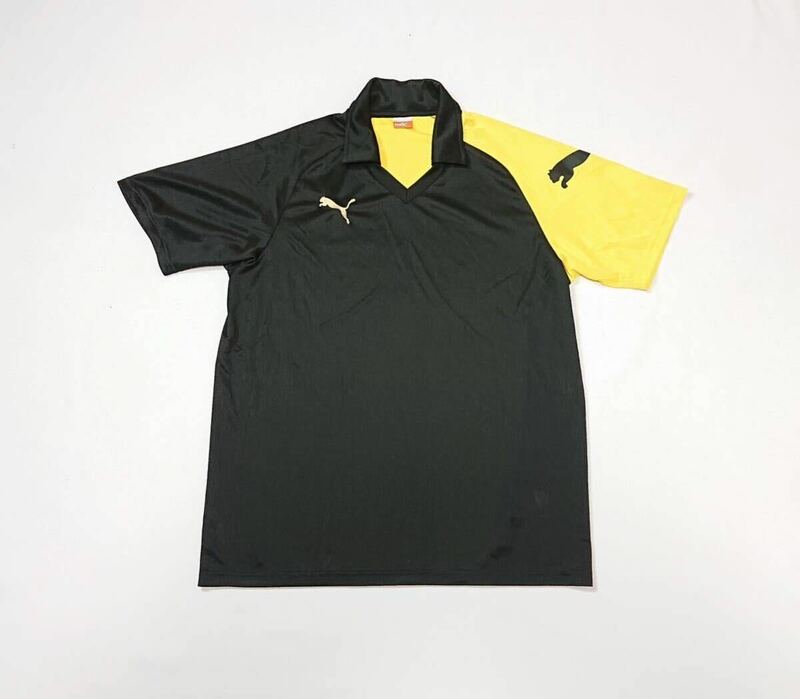 PUMA プーマ // 半袖 マークプリント ドライ 衿付き Tシャツ (黒×黄色系) サイズ L