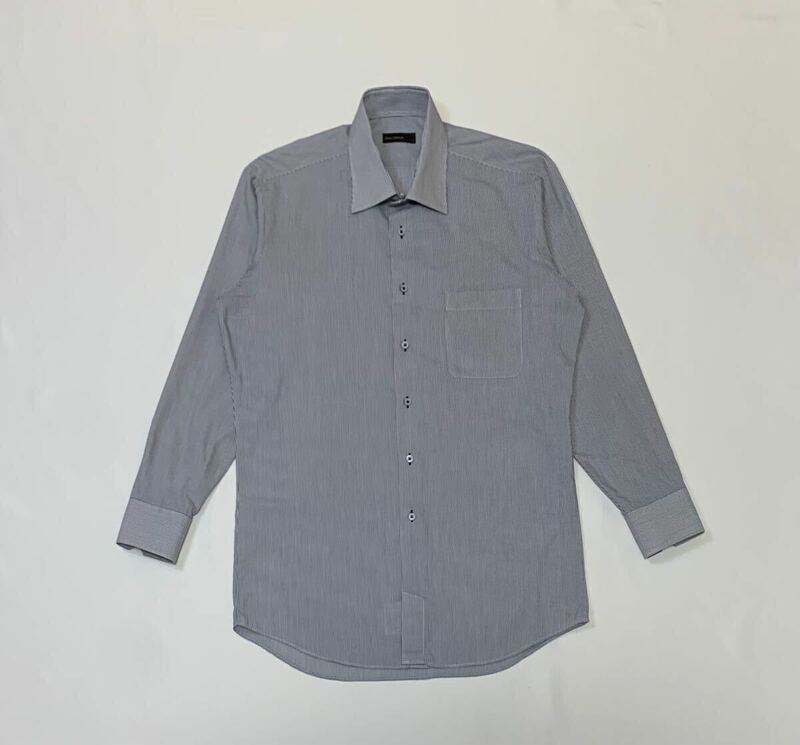 TOPVALU // 形態安定 長袖 ストライプ柄 シャツ・ワイシャツ (紺系×白系) サイズ 41-L