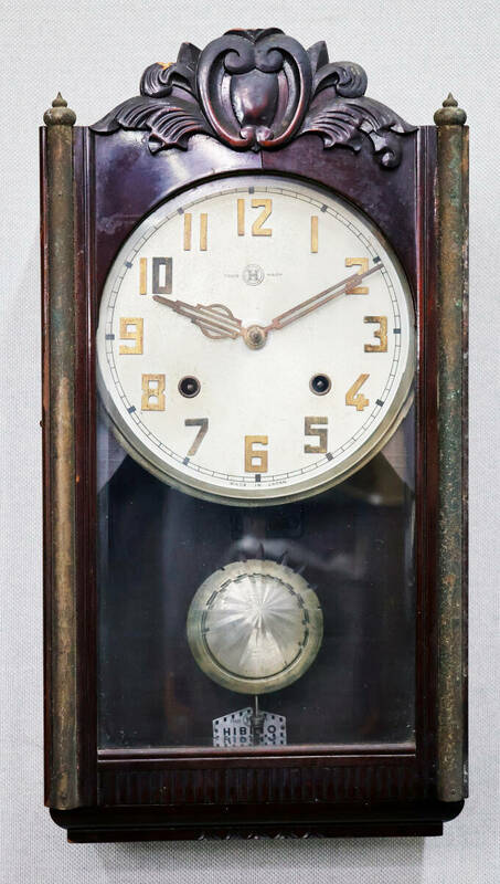 アンティーク 日比野時計 振子時計 掛け時計 柱時計 昭和レトロ ヒビノ時計 古時計 ボンボン時計