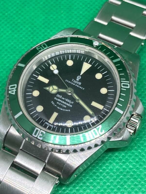 OH済 TUDOR チュードル サブマリーナ submariner ハロッズ グリーンベゼル ノンデイト 小バラ 黒文字盤 小バラサブ ref.7928