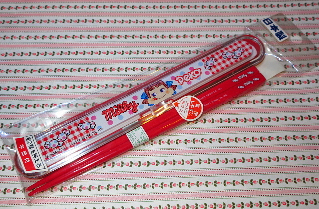 不二家 ミルキーペコ ペコちゃん 箸セット18.0cm 箸＆ケース 赤 日本製