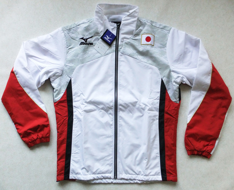 Ｍサイズ 体操 日本代表 日の丸 JAPANモデル 裏起毛 ウインドブレーカーシャツ ミズノ 白×赤×黒 ★ ウォーマーシャツ ジャケット