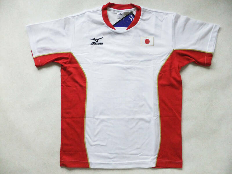 XLサイズ 体操 日の丸 JAPAN 日本代表 半袖シャツ トレーニング Tシャツ ミズノ 白×赤