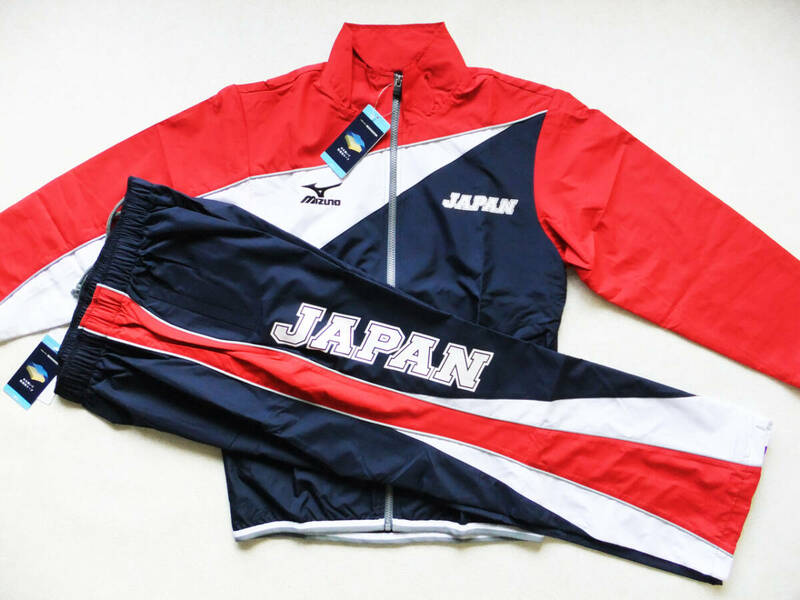 Ｍサイズ 競泳 水泳 トビウオジャパン 日本代表 JAPAN トレーニングクロスシャツ＆パンツ 上下セット 撥水 総裏メッシュ ミズノ 紺×赤×白