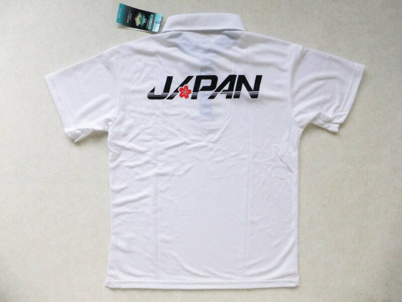 Ｓサイズ 競泳 水泳 トビウオジャパン 日本代表 日の丸 JAPAN 半袖ポロシャツ ボタンダウンタイプ 白×青 吸汗速乾 ミズノ ドライシャツ