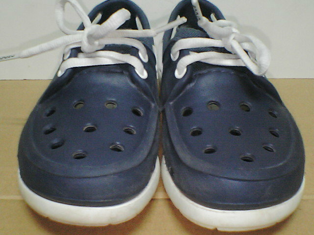 【crocs】クロックス ジュニア用デッキシューズ 靴 J1 紺★スニーカー