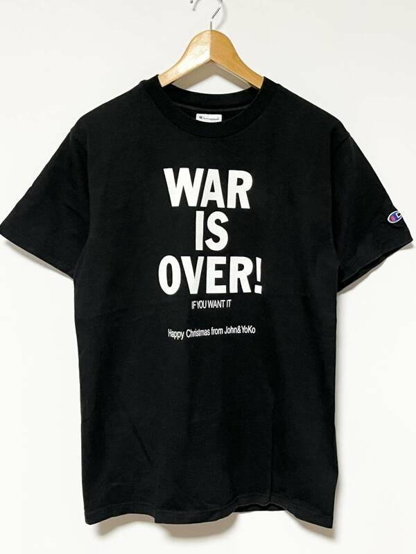 美品/レア★WAR IS OVER happy Christmas John&Yoko ジョンレノン Champion/チャンピオン Tシャツ ブラック/黒 M ビンテージ