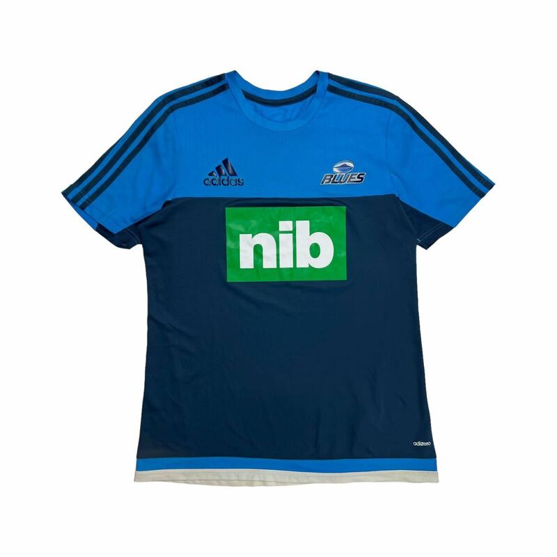 スボルメ ladidas アディダス ラグビーユニホーム BLUES ブルーズ ニュージーランド ロゴプリント ブルー×ネイビー O