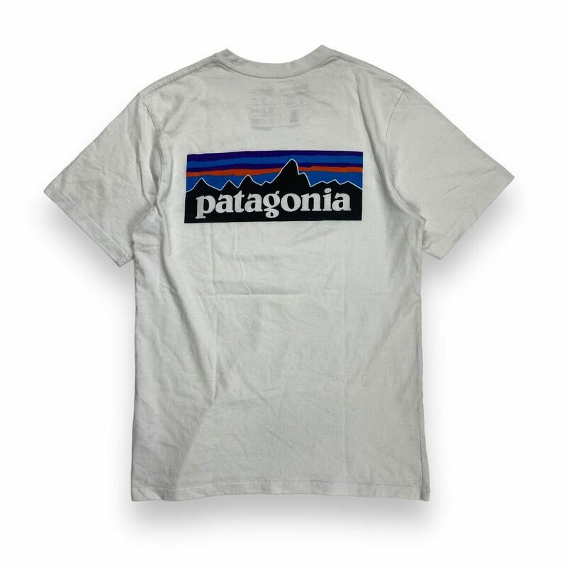 定番 Patagoniaパタゴニア バックロゴ 半袖Tシャツ ホワイト S アウトドア