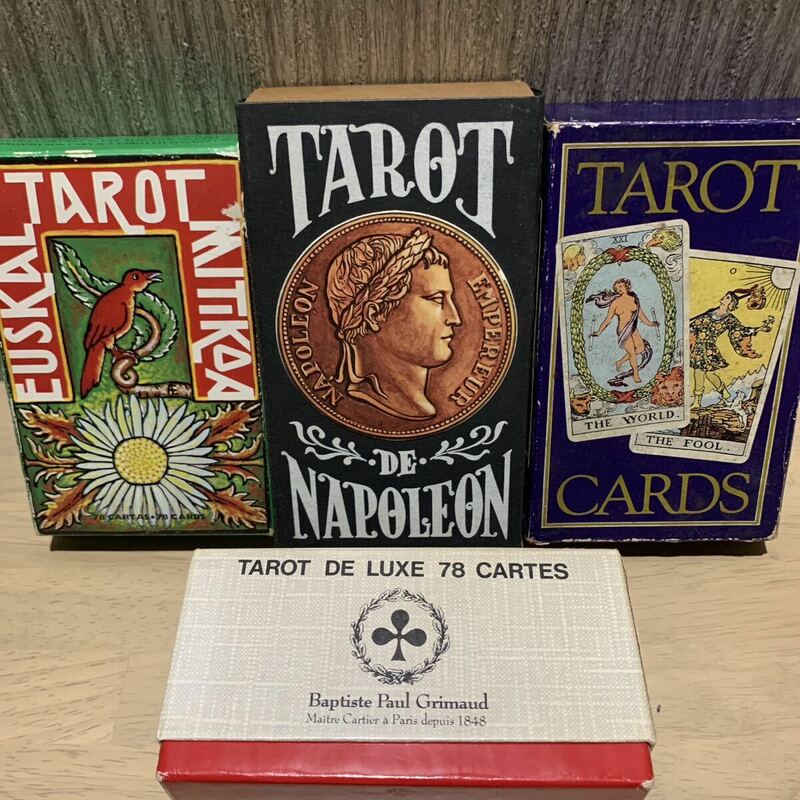 ☆タロットカード 4個 TAROT CARDS ビンテージ 「TAROT DE NAPOLEON」 「TAROT MITICO VASCO」 「TAROT DE LUXE 78 CARTES」 当時物 レア