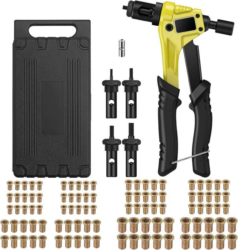 イエロー AUTOUTLET ハンドリベッターセット、ライベットナット工具セット、専門の手動リベットツール、M3、M4、M5、M6