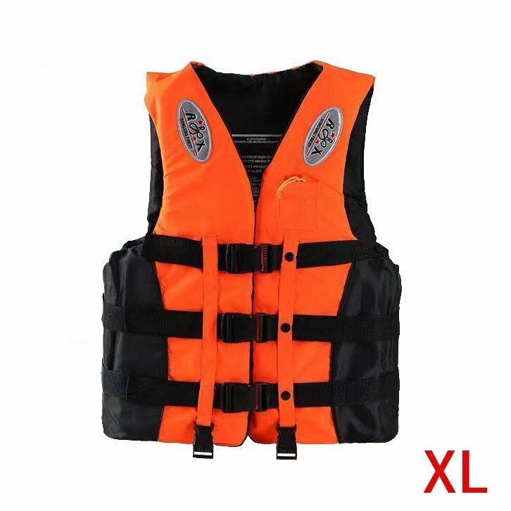 ライフジャケット 救命胴衣 フローティングベスト 船釣りフローティングベスト　笛付き　光反射　子供から　男女兼用　オレンジ XL