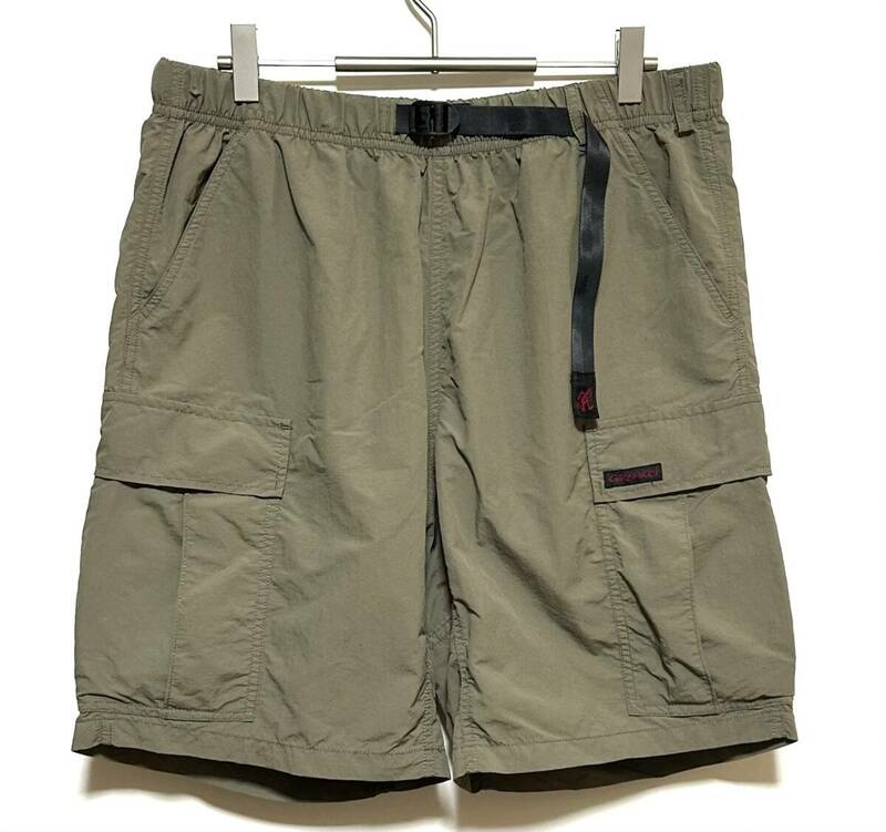 【美品】GRAMICCI SHELL CARGO SHORTS（L）カーキ グラミチ シェル カーゴ ショーツ クライミング ハーフ ナイロン パンツ ショーパン