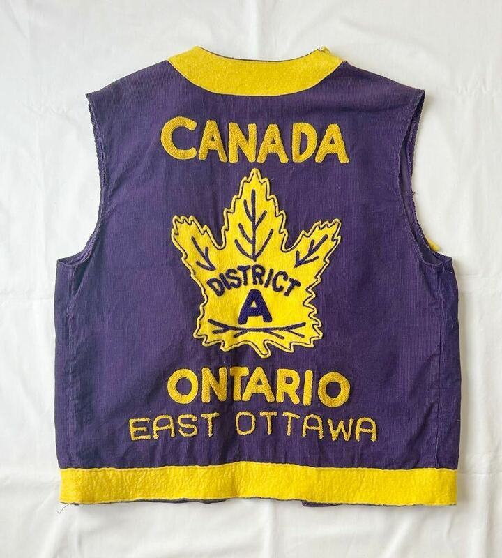 60s 70s vintage patchwork corduroy vest canada ビンテージ ベスト パッチワーク ワッペン コーデュロイ ベスト アメリカ カナダ 紫