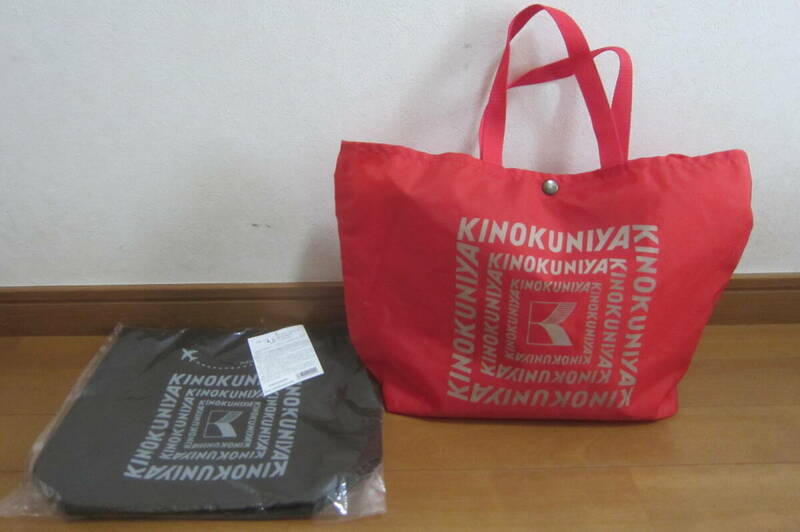 紀ノ国屋 KINOKUNIYA バッグ2個セット トートバッグ かばん 日本製 赤 こげ茶 O2405D