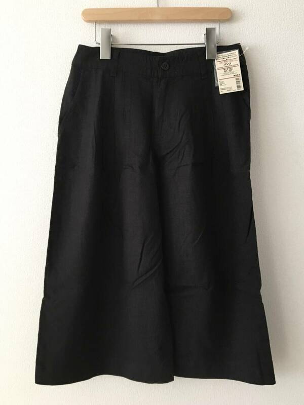 無印良品 フレンチ リネン レーヨン パンツ 黒 W61 / ブラック 麻混 キュロット ガウチョ