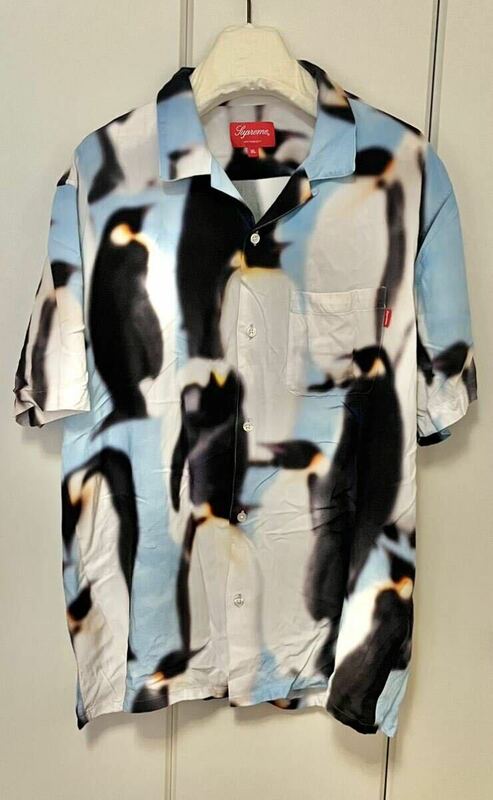 supreme シュプリーム Penguins Rayon Shirt ペンギン レーヨン シャツ XL BLUE ブルー 