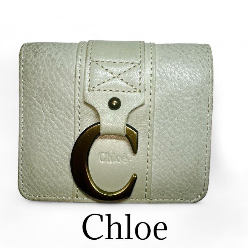 Chloe レザー ライトグリーン レディース折り財布