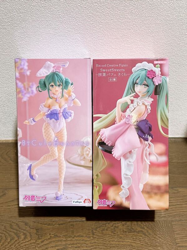 初音ミク フィギュア BiCute Bunnies 白うさぎラベンダーver. Exc∞d Creative Figure SweetSweets 抹茶パフェパフェ さくら 2種セット 