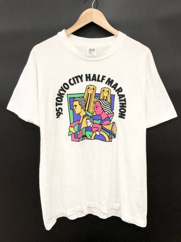 USA製 90s anvil '95 TOKYO CITY HALF MARATHON 東京ハーフマラソン プリント Tシャツ スポーツ 古着 ヴィンテージ アンビル L■0524O