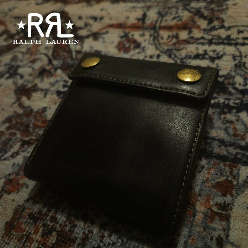 【激渋】 RRL Vachetta Leather Wallet ヴァケッタ レザー ウォレット 財布 タンニン鞣し 牛革 伝統的製法 Ralph Lauren ダークブラウン