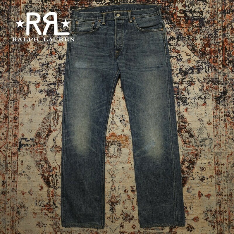【USA製】 RRL North Plain Low Straight Jeans 【33×32】 ノースプレイン ローストレート ジーンズ デニム レザー Ralph Lauren 本藍染 
