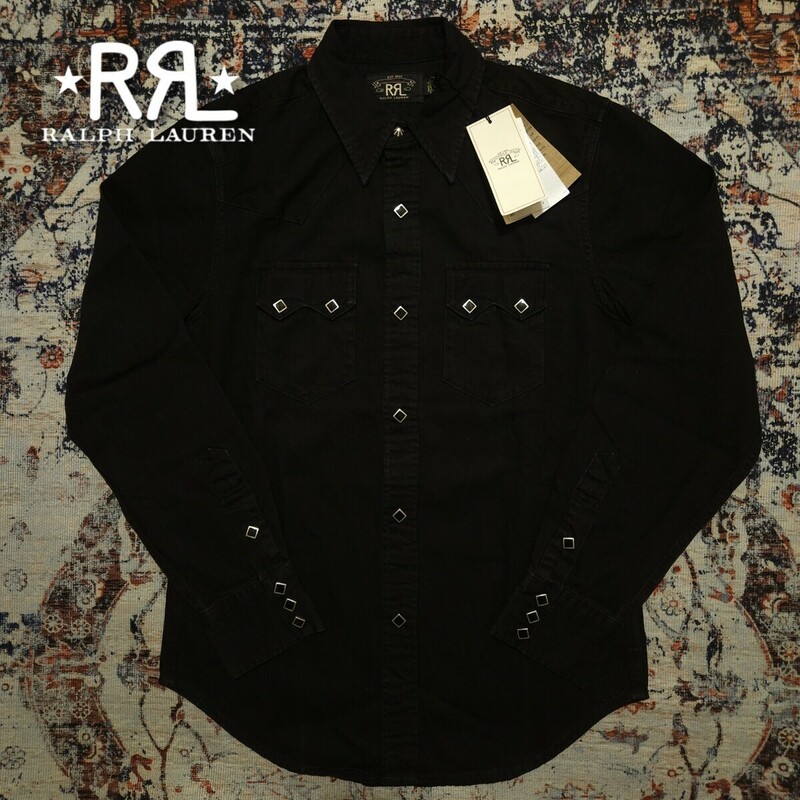 【Dead Stock】 RRL Black Denim Western Shirt 【S】 ブラック デニム ウエスタン シャツ 漆黒 シルバーコンチョ 1950s 新品 Ralph Lauren