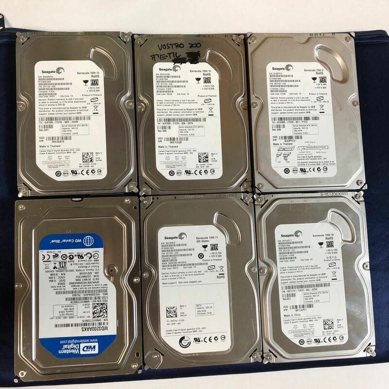 HDD ハードディスク 3.5インチ 160Gx3 250Gx1 320Gx2 6本セット Seagate WD SATA 