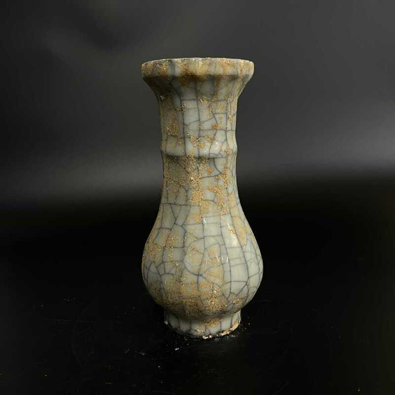 【萬藏】 宋 官窯 白磁 月白釉 花瓶 中国 古美術 古玩 唐物 中国美術 置物 