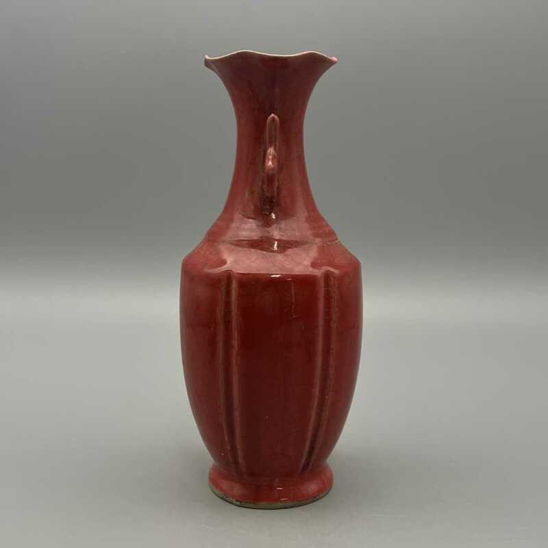 【萬藏】中国 古美術 清代 紅釉 花瓶