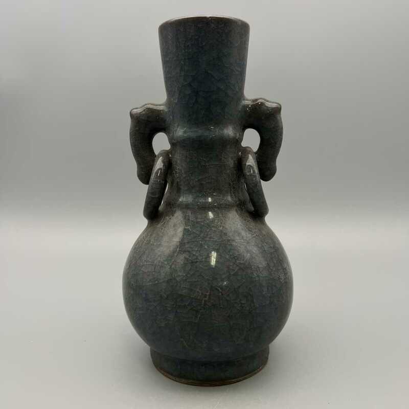 【萬藏】中国 古玩 古美術 龍泉 官窯 花瓶 時代物 藏出