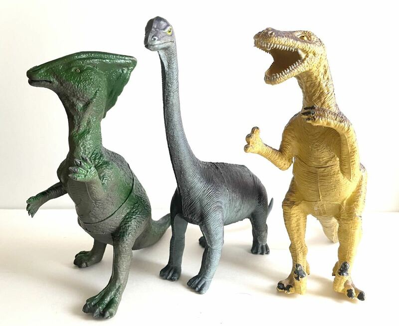 恐竜 ソフビ ヴェロキラプトル /ブラキオサウルス/パラサウロロフス 3体 おまとめ 0569