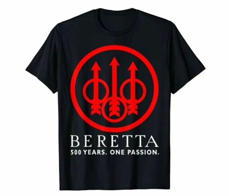 新品国内在庫 (M)Beretta T-Shirt ベレッタ 射撃ベスト(ブラック)(BERETTA白ロゴ)(トライデント赤ロゴ)