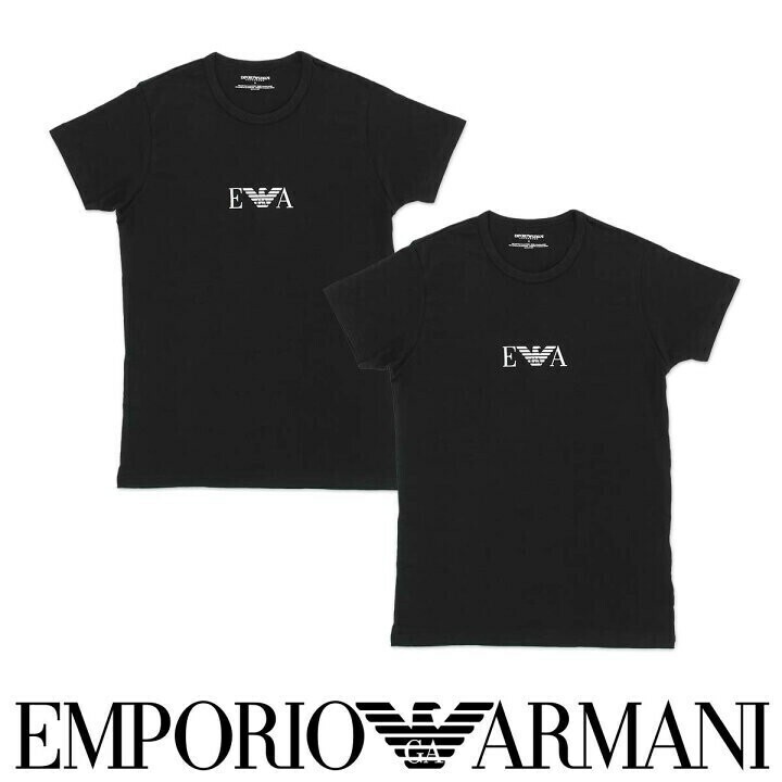 EMPORIO ARMANI エンポリオアルマーニ STRETCH COTTON ストレッチコットン クルーネック 半袖 Tシャツメンズ 2枚組 54007157 ブラック M
