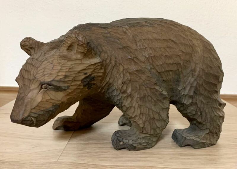 （1807M）アイヌ 北海道 彫刻 木彫　熊 オブジェ　希少　高さ約19㎝　幅30㎝