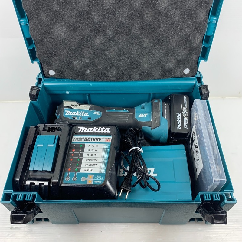 κκ MAKITA マキタ 電動工具 マルチツール 充電器・充電池1個・ケース付 18v 0012600 TM52D ブルー やや傷や汚れあり