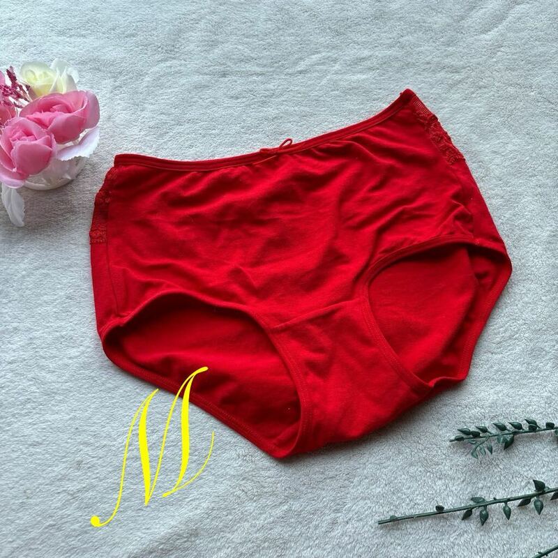 新品　Mサイズ　可憐　レッド　花柄　レース　刺繍　ナチュラル sexy ストレッチ ショーツ ビキニ パンツ シンプル